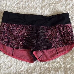 NWOT Lululemon Black and Pink Floral Athletic Shorts